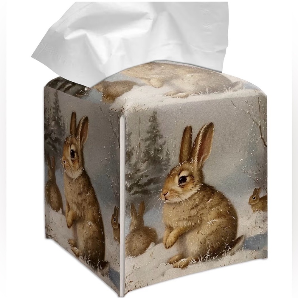 Grace Yonks Forest Rabbits PU Leather Cube Tissue Box Cover
